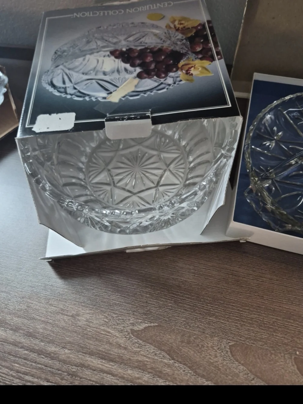 Vintage Clear Glass Serving Plates and Dishes - Etched Patterns